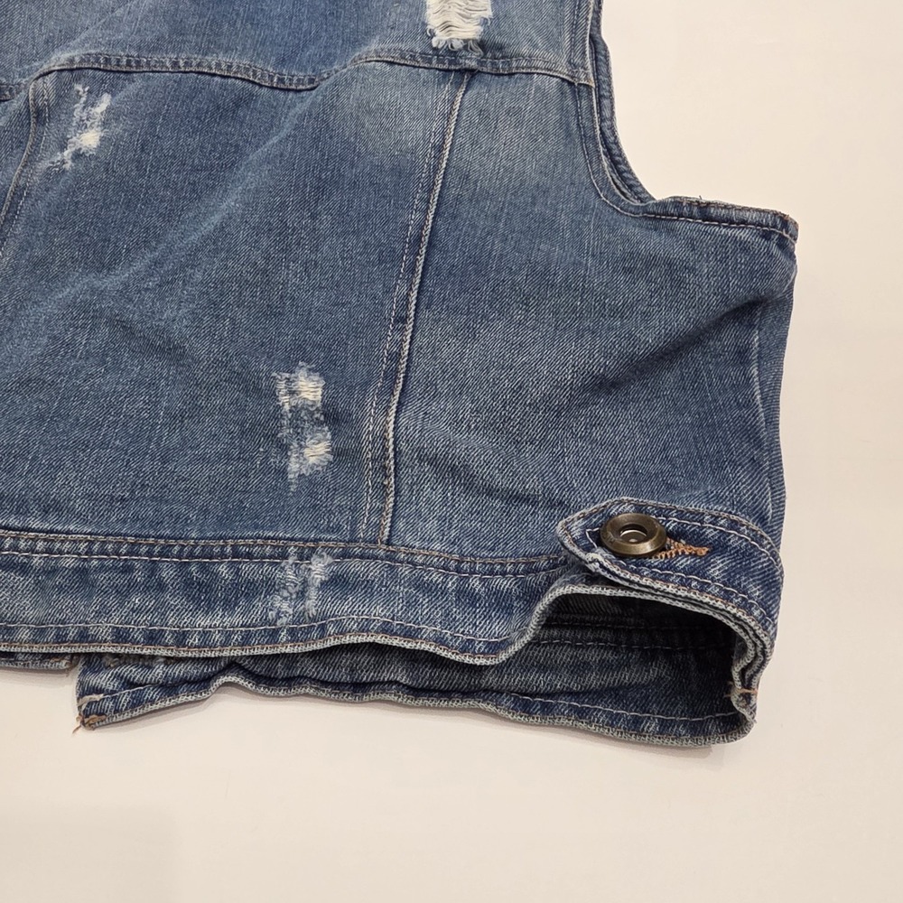 Highway Jeans Blue Denim Jacket Vest Cropped Vest Women's Juniors Size L - Picture 8 of 9